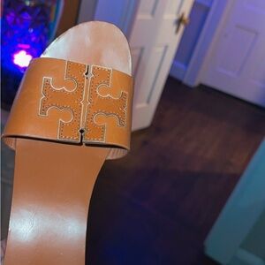Tory Burch Brown Leather Slide Sandals